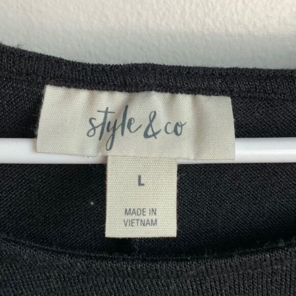 STYLE & CO Black Triple Bell Long Sleeve Blouse - Picture 3 of 5